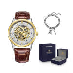 STARKING Automatic Mechanical Movement Stainless Steel Watchband Watch Men"s Watches Skeleton Dial