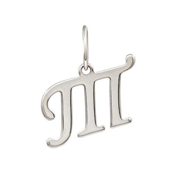 Подвеска в виде буквы Т - кулон из серебра 925 пробы, вид спереди