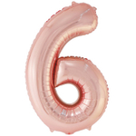 Шар фольгированный Цифра 6 102 см (Розовое Золото)
