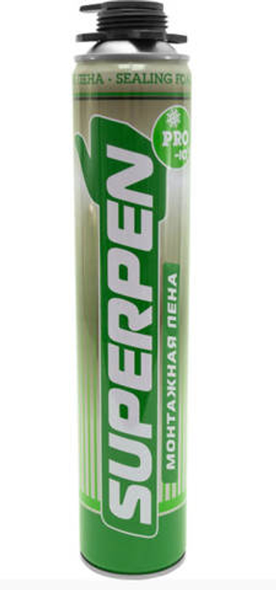 Монтажная пена SUPERPEN PRO 750 мл (всесез.) от -10°C до +30°C выход пены до 45л. ПОЛИТЕХ