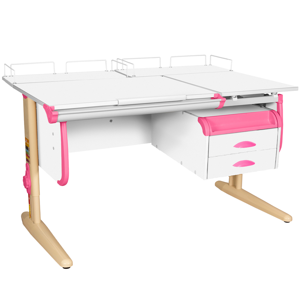 Растущая парта Дэми СУТ 25 с задними полками СУТ.15.210 и навесной тумбой (1200×880 мм)