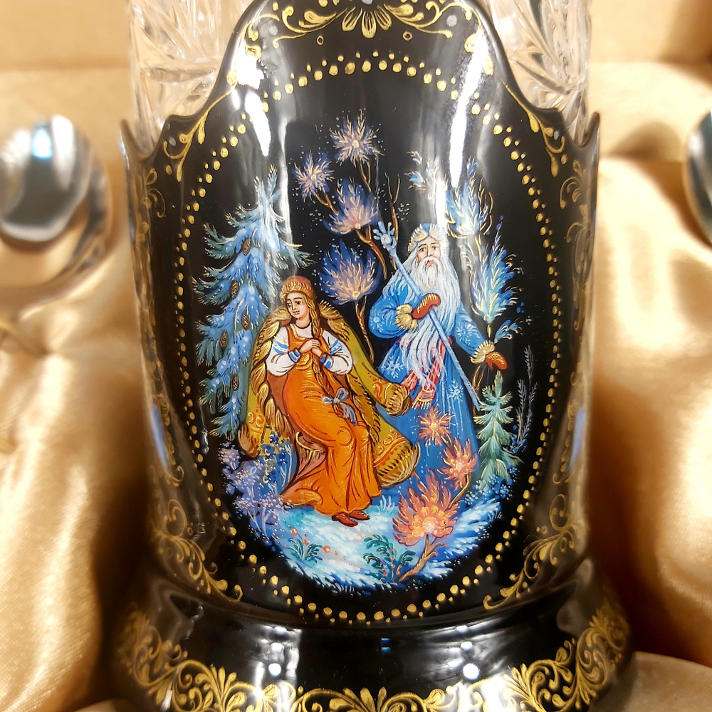 Чайный набор подстаканников (Ручная роспись Палех) №12