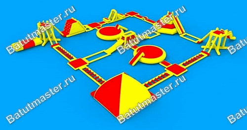 Надувной аквапарк на воде «Полный отрыв», 50×42×5 м