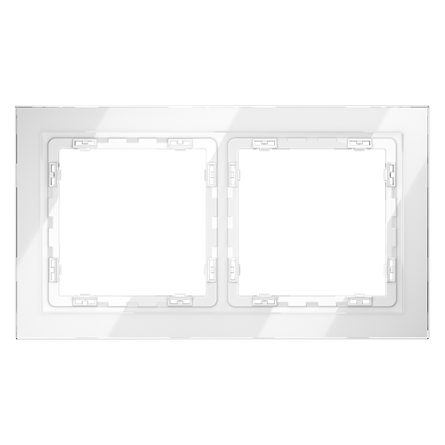 Рамка стеклянная VOLTUM S70 на 2 поста, (белый, стекло)