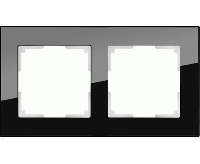 Рамка для выключателей и розеток из стекла на 2 поста Werkel Favorit W0021108 черная