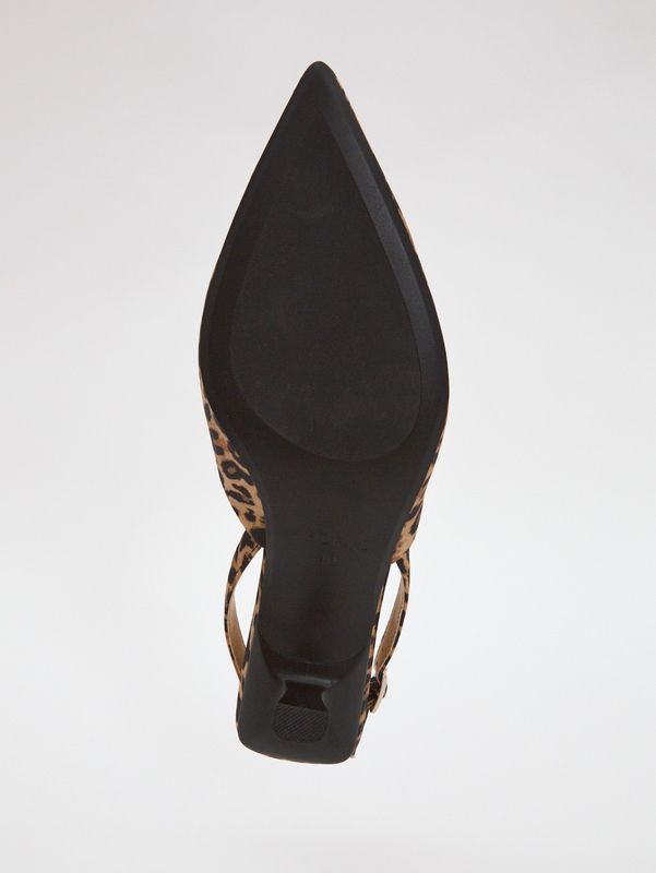 Туфли-мюли из сатина на низком каблуке, леопард