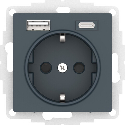 ATLASDESIGN РОЗЕТКА 16А c 2 USB A+C, 5В/2,4А/3,0А, 2х5В/1,5А, механизм, ИЗУМРУД ATN000832