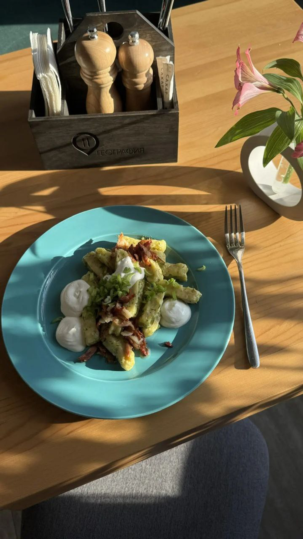 Ленивые вареники с картофелем, беконом и луком