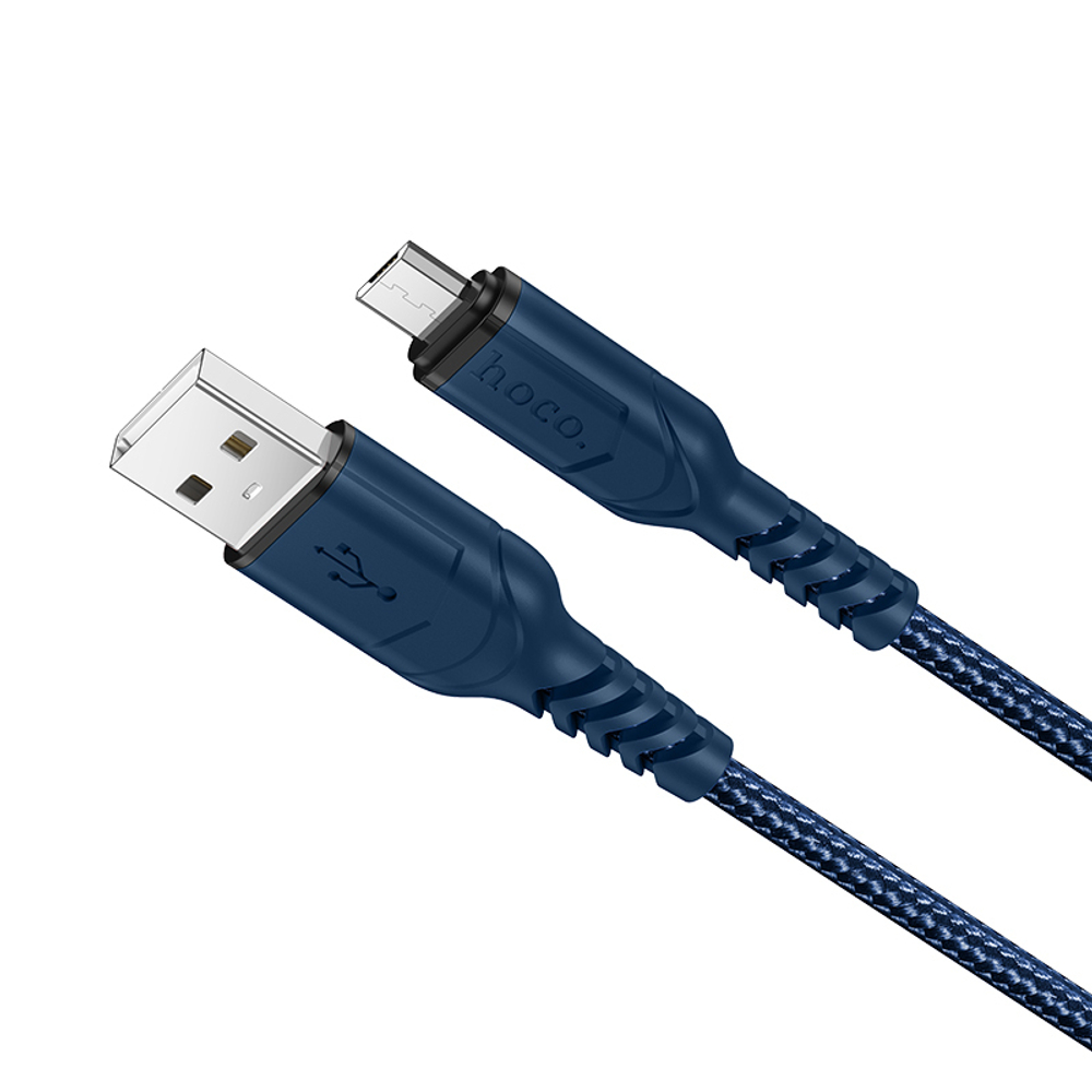 Кабель HOCO X59 USB-microUSB 2.4A 1м Nylon Blue