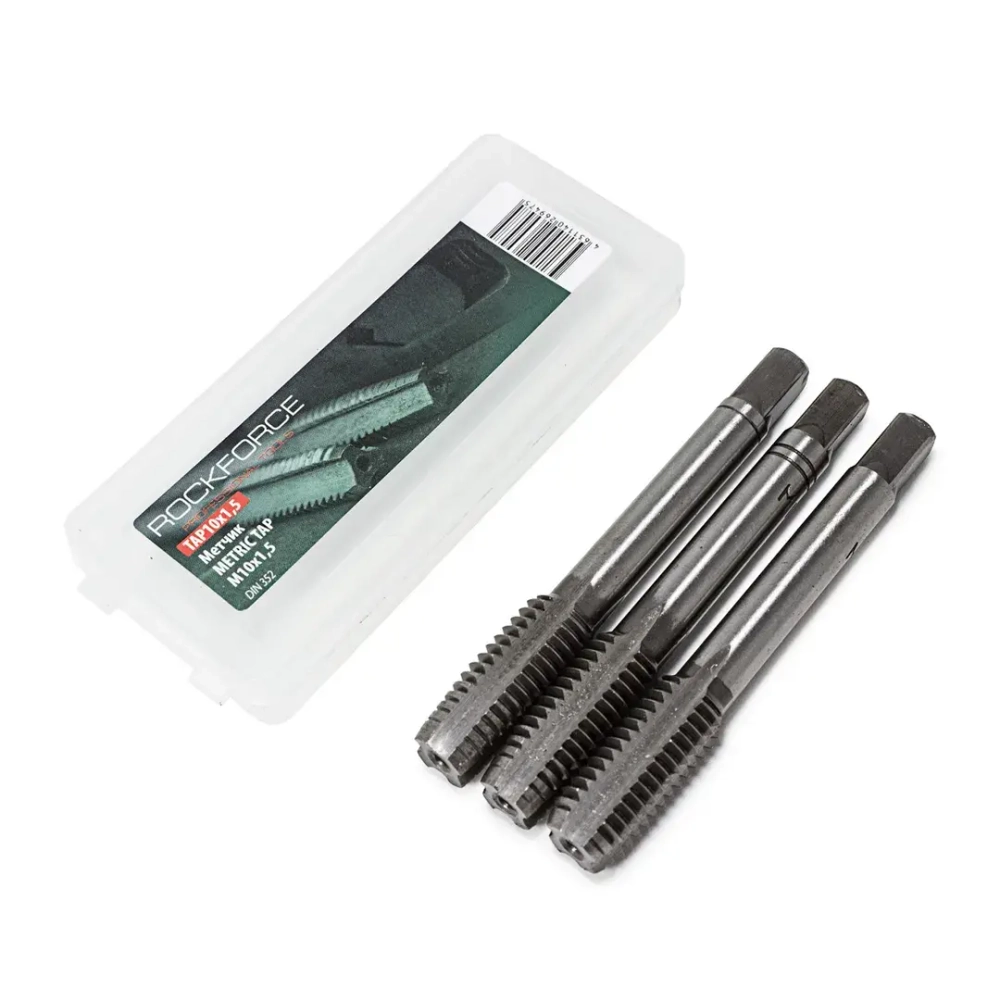Метчик M10x1,5 (3шт), в пластиковом футляре RockForce##Rock FORCE RF-TAP10x1,5