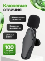 Микрофон петличный, беспроводной с шумоподавлением