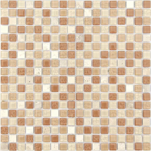 Мозаика из стекла камня металла Olbia 15x15x4 (ПУ) Naturelle 4 mm бежевый оранжевый