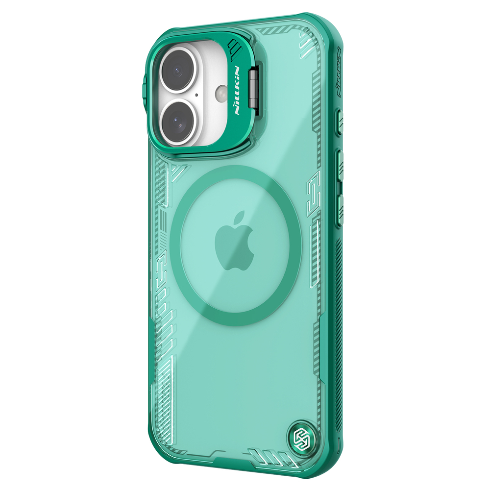 Чехол тонированный зеленый с MagSafe на iPhone 16, серия Iceblade Prop Magnetic (версия с открытой камерой) от Nillkin
