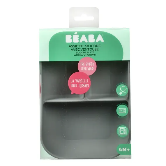 Тарелка из силикона Beaba Silicone Plate With Suction Cup Sage Green