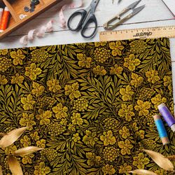 Ткань атлас бронзовая хохлома из ягод