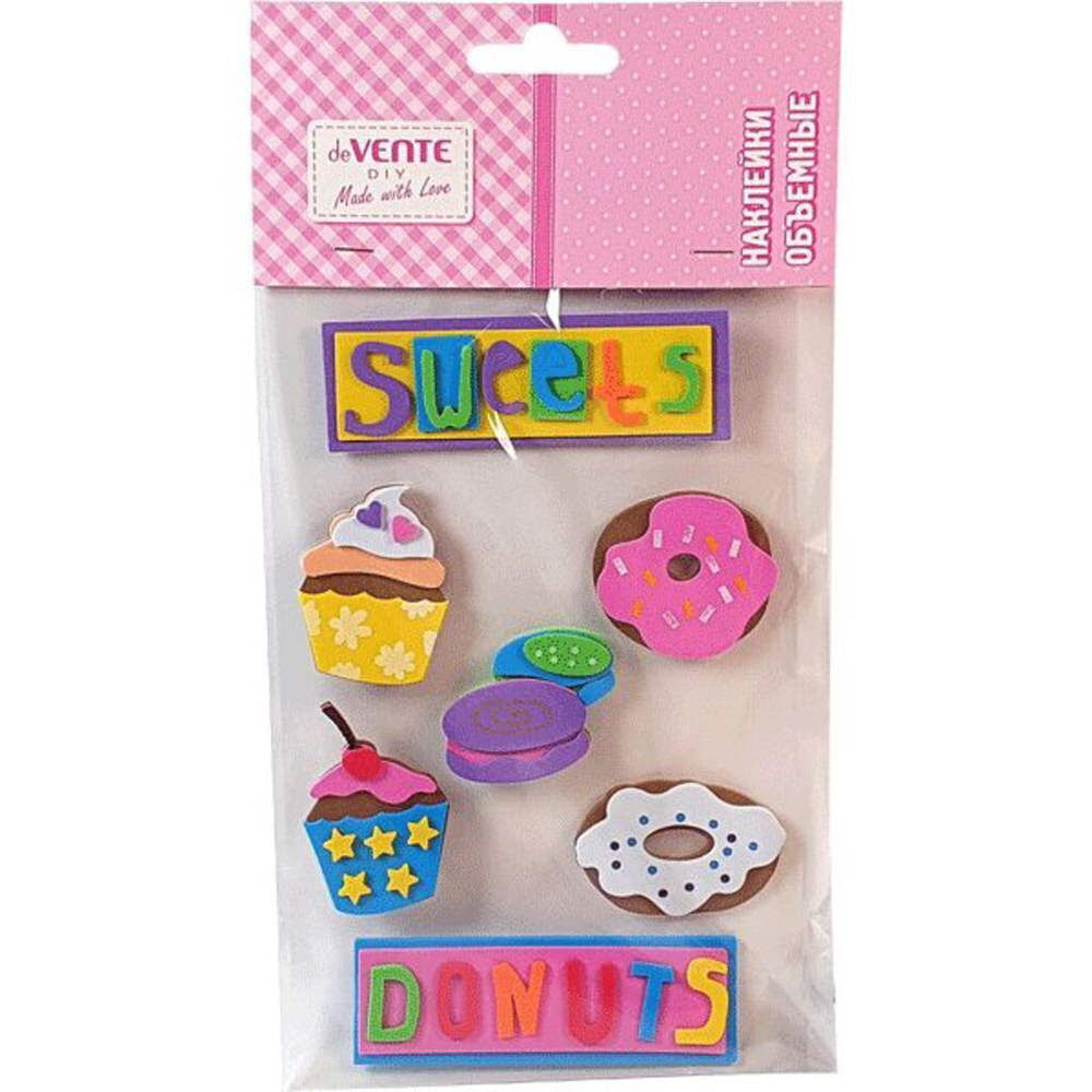 Наклейки декоративные объемные 11*18см  "Sweet donuts" фоамиран