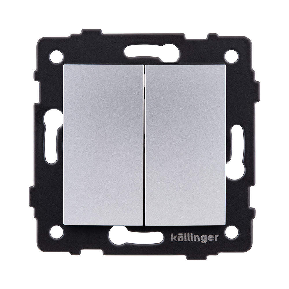 Выключатель кнопочный 2-клавишный 10А/250В, изогнутый, серый Kollinger REA-R-011GY для Aspekt, Eleganz, Reflex