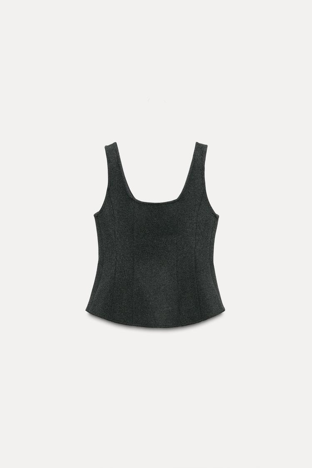 ZARA ТОП ИЗ МЯГКОЙ ТКАНИ С ЗАСТЕЖКОЙ-МОЛНИЕЙ, ТЕМНО-СЕРЫЙ