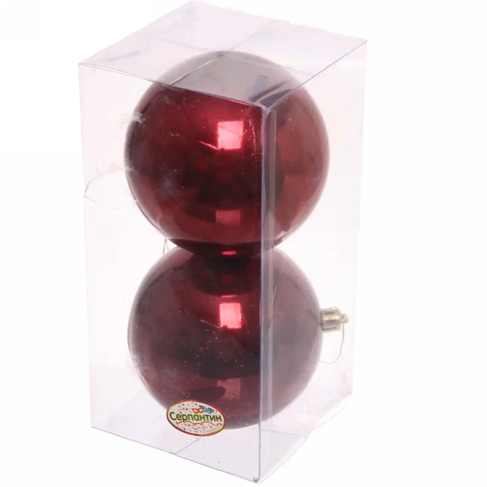 Новогодние шары 10 см (набор 2 шт) «Глянец», темный рубин