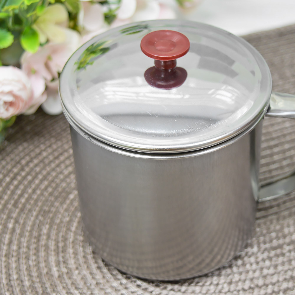 Кружка 9см нерж с крышкой, 02-0018