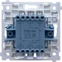 Donel R98 METAL механизм тумблерного переключателя В2 с 2-х мест (проходного), 10 A 250 В~, серия DA