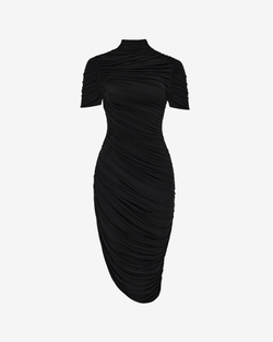 Платье миди из трикотажа с драпировкой