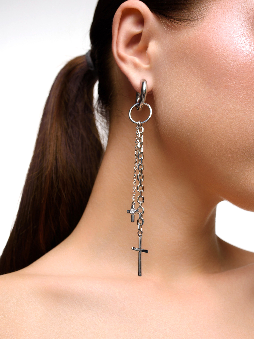 Серьги "Cross Long" Silver