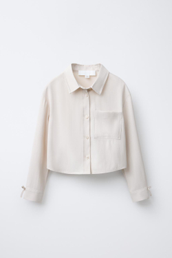 ZARA РУБАШКА СТРУЯЩЕГОСЯ КРОЯ С БАНТАМИ, ЭКРЮ