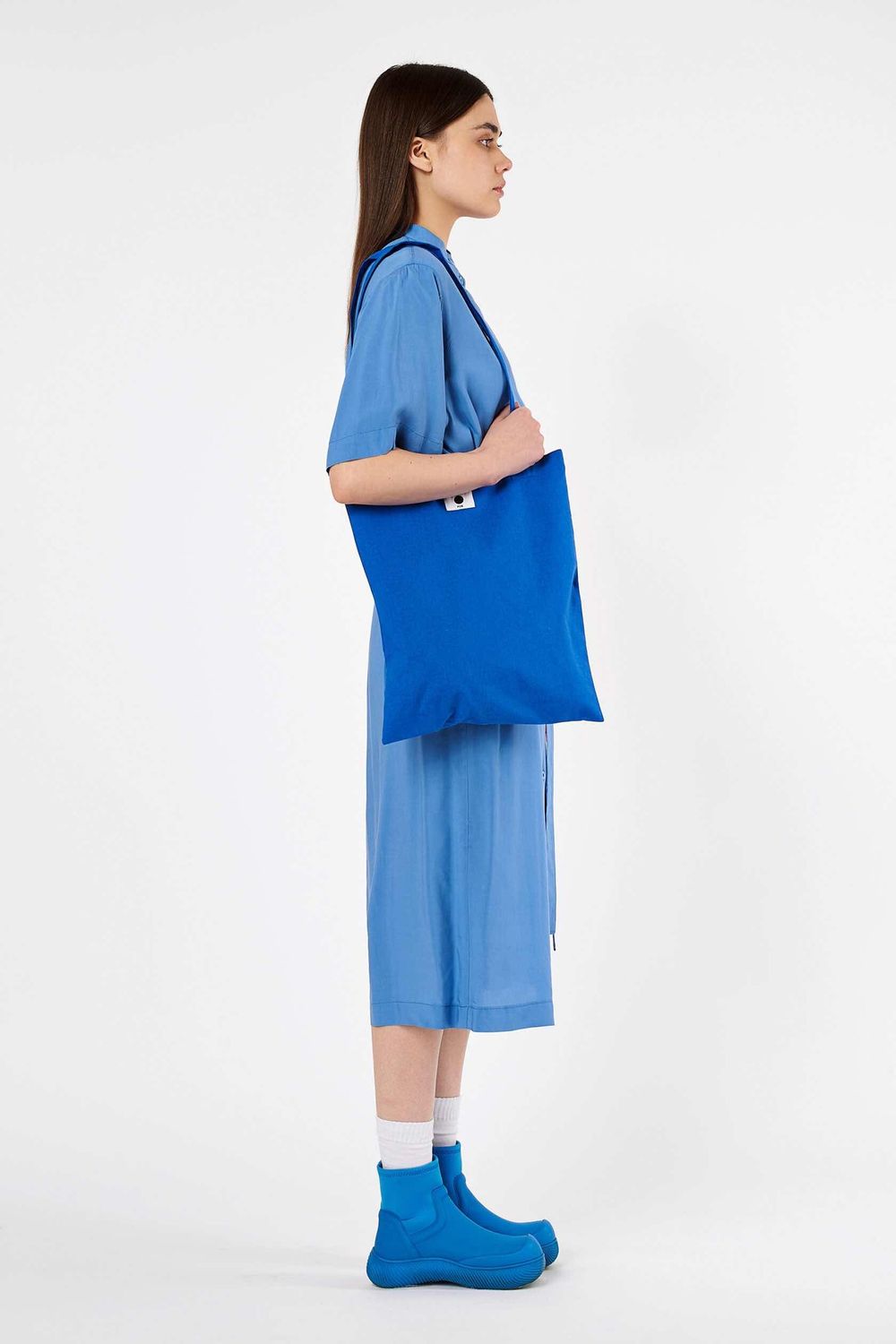 Платье Рубашка FOS Вискоза Синее