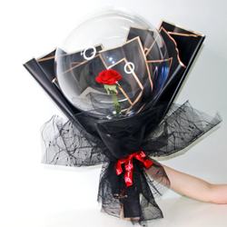 К Deco Bubble (Бабл), 22"/56 см, для цветов (горло 8 см), Прозрачный, Растянутый, 1 шт.