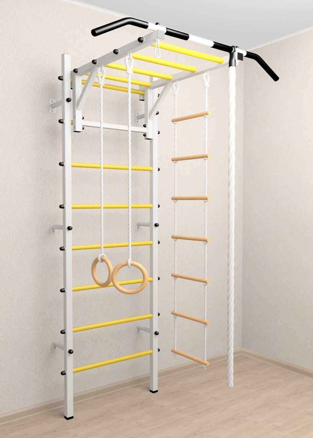 Шведская стенка Sv Sport 521 (Турник рукоход/Канат/Кольца/Лестница)