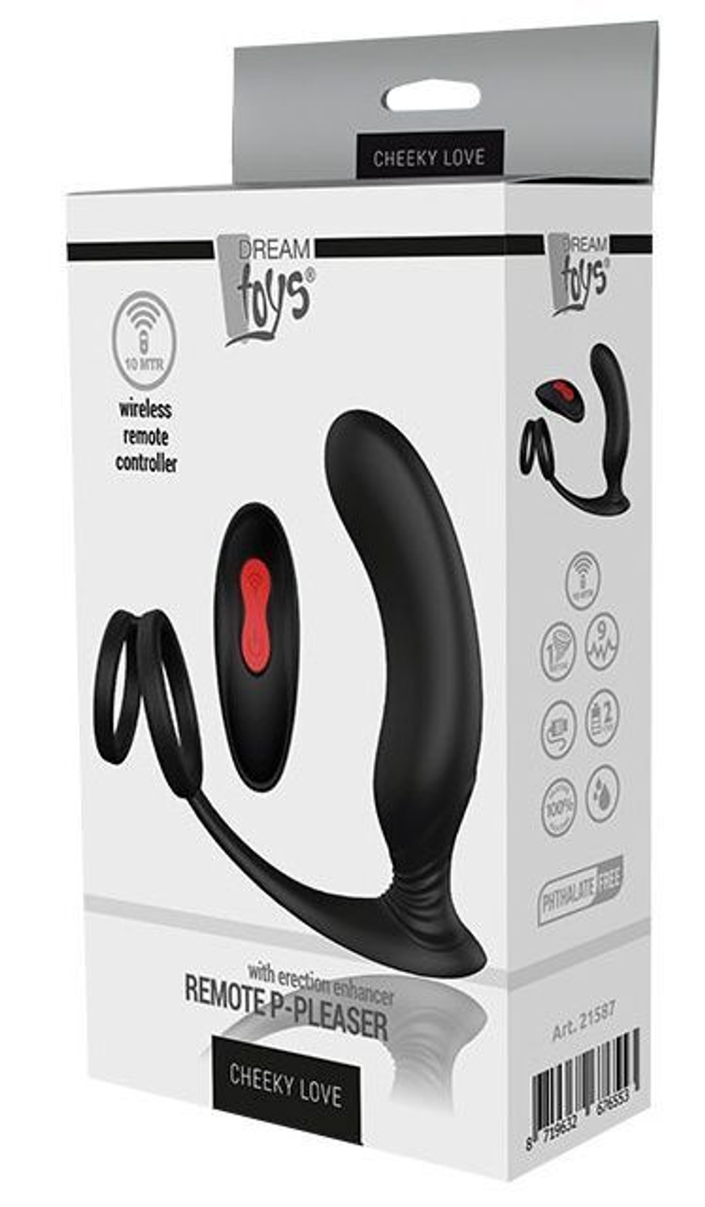 Черный массажер простаты Remote P-Pleaser - 15 см.