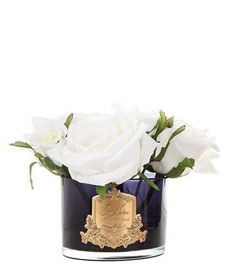 Букет из 5 роз цвета слоновая кость в черной вазе, Cote Noire