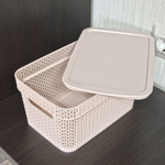 Корзина для хранения 5л с крышкой "Keeplex Ajur" (бежевый топаз)