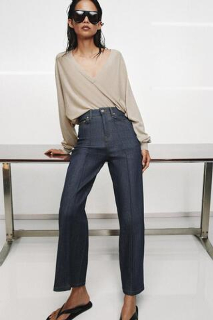 ZARA СВИТЕР ИЗ ШЕРСТИ С V-ОБРАЗНЫМ ВЫРЕЗОМ, ПЕСОЧНЫЙ МЕЛАНЖ