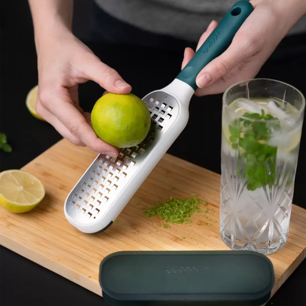 Терка средняя с ручкой с контейнером 27.5см Trebonn Kitchen Tools темно-зеленый