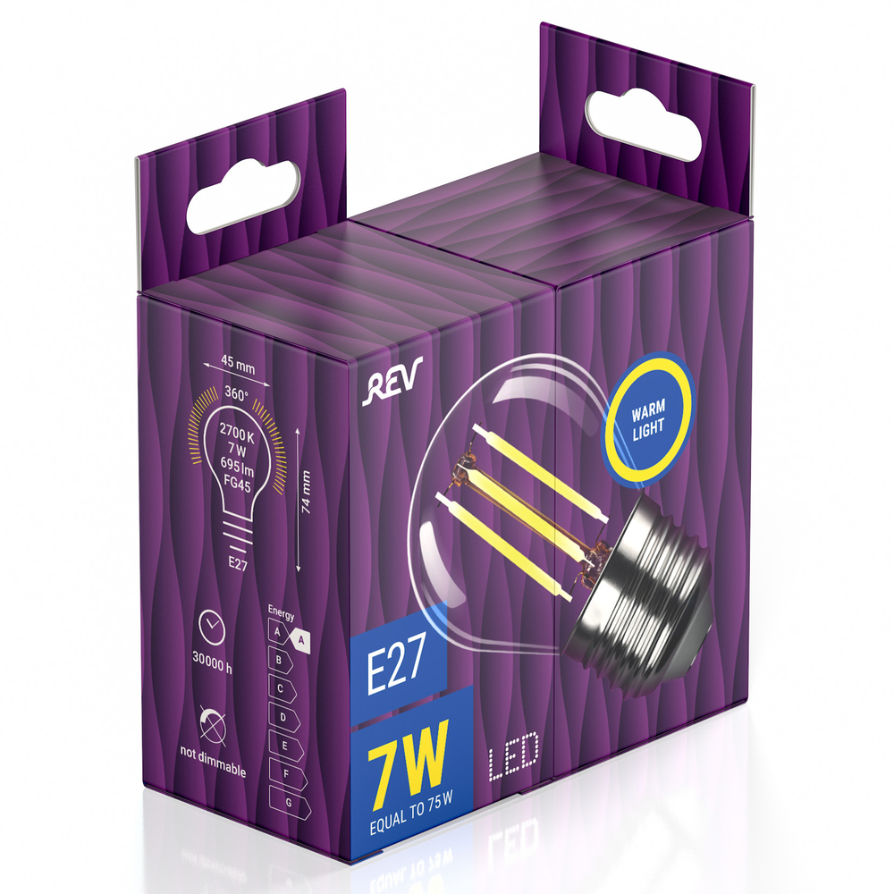 Лампа светодиодная FILAMENT шарик 7W G45 E27 2700K DECO Premium теплый свет