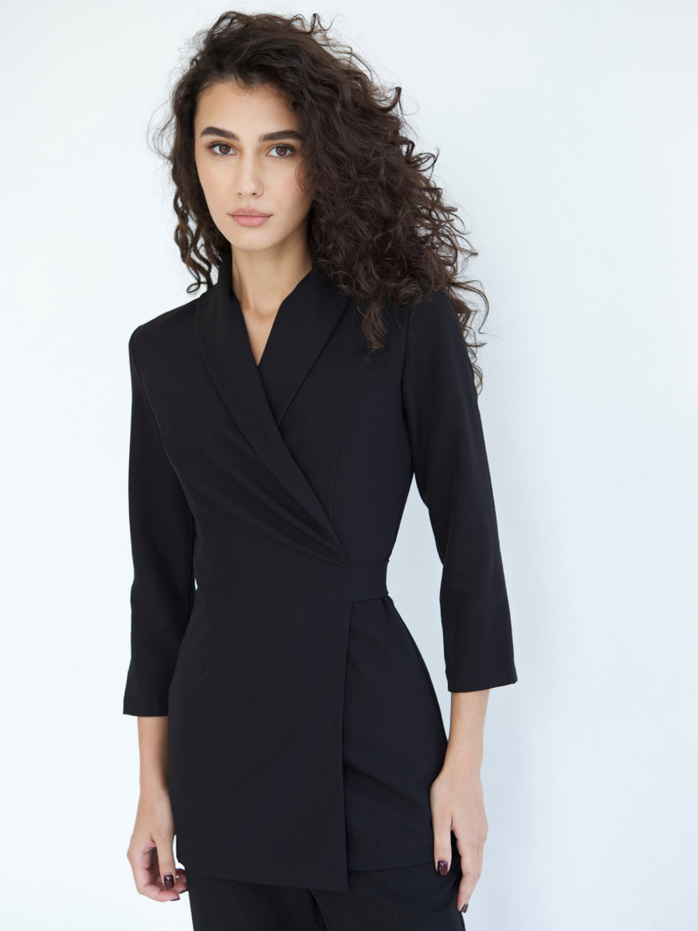 Женское медицинское кимоно Medici чёрное вид спереди