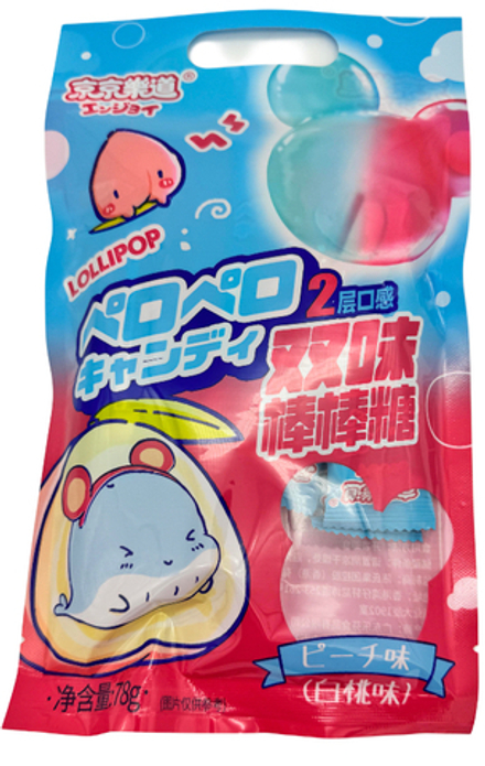 Конфета леденцовая на палочке Lolli Pop с двойным вкусом персика Guangdong, 78г