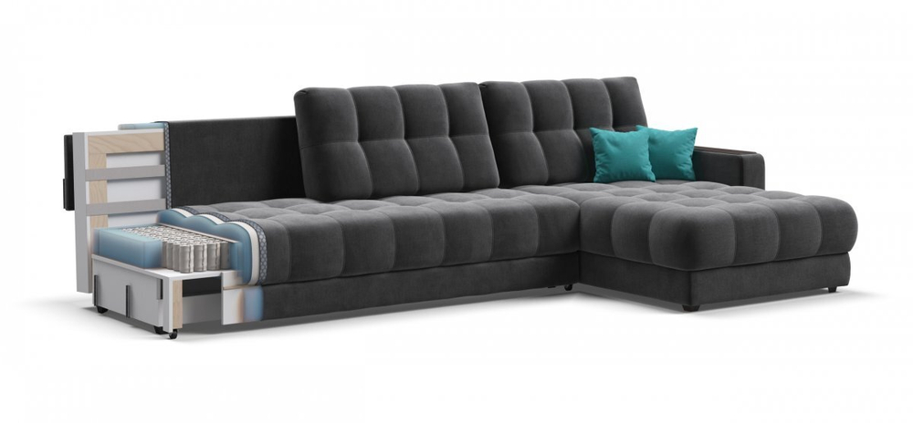 Угловой диван Босс Макс Велюр Монолит серый