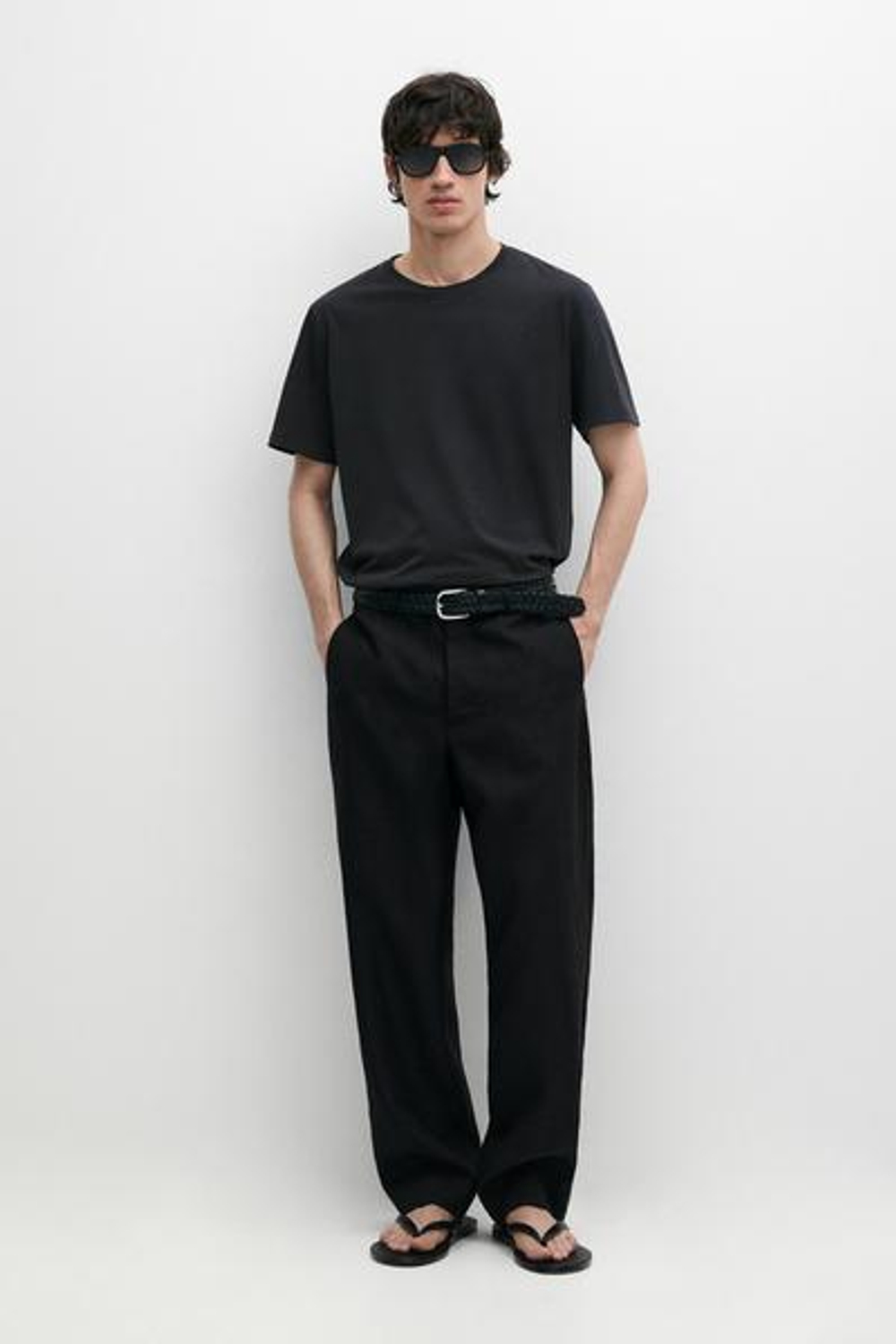 Massimo Dutti Футболка из 100% хлопка с декоративными деталями на плечах, свинцовый