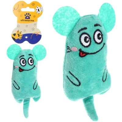 Игрушка для кошек мягкая «Мышка», цвет голубой, 14*5см/14гр (лейбл)