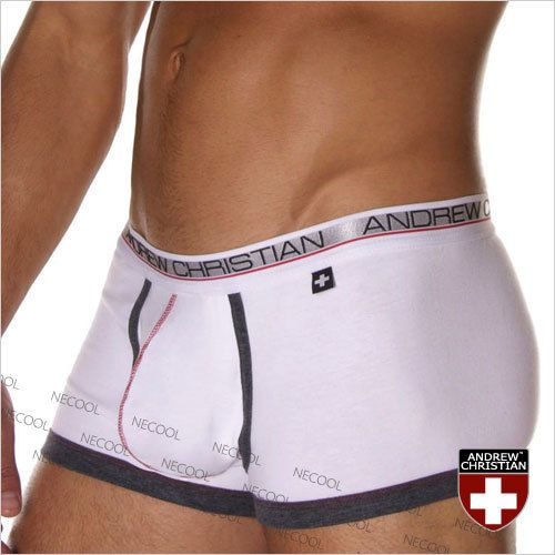 Мужские трусы боксеры Andrew Christian Show-it-low-profile Boxer White black  ART640