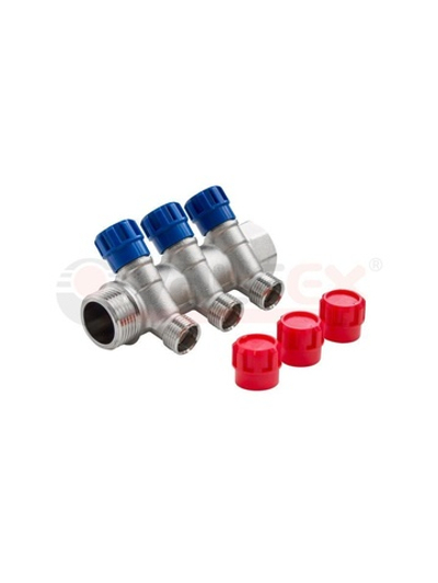 Коллектор с регул. вентилями. 1дюймх4 вых. 1/2дюйм нар.(17) К VALFEX VF.560.N.0604