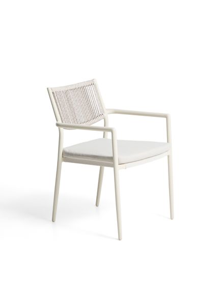 Уличный стул Argasi из алюминия цвета экрю и веревки