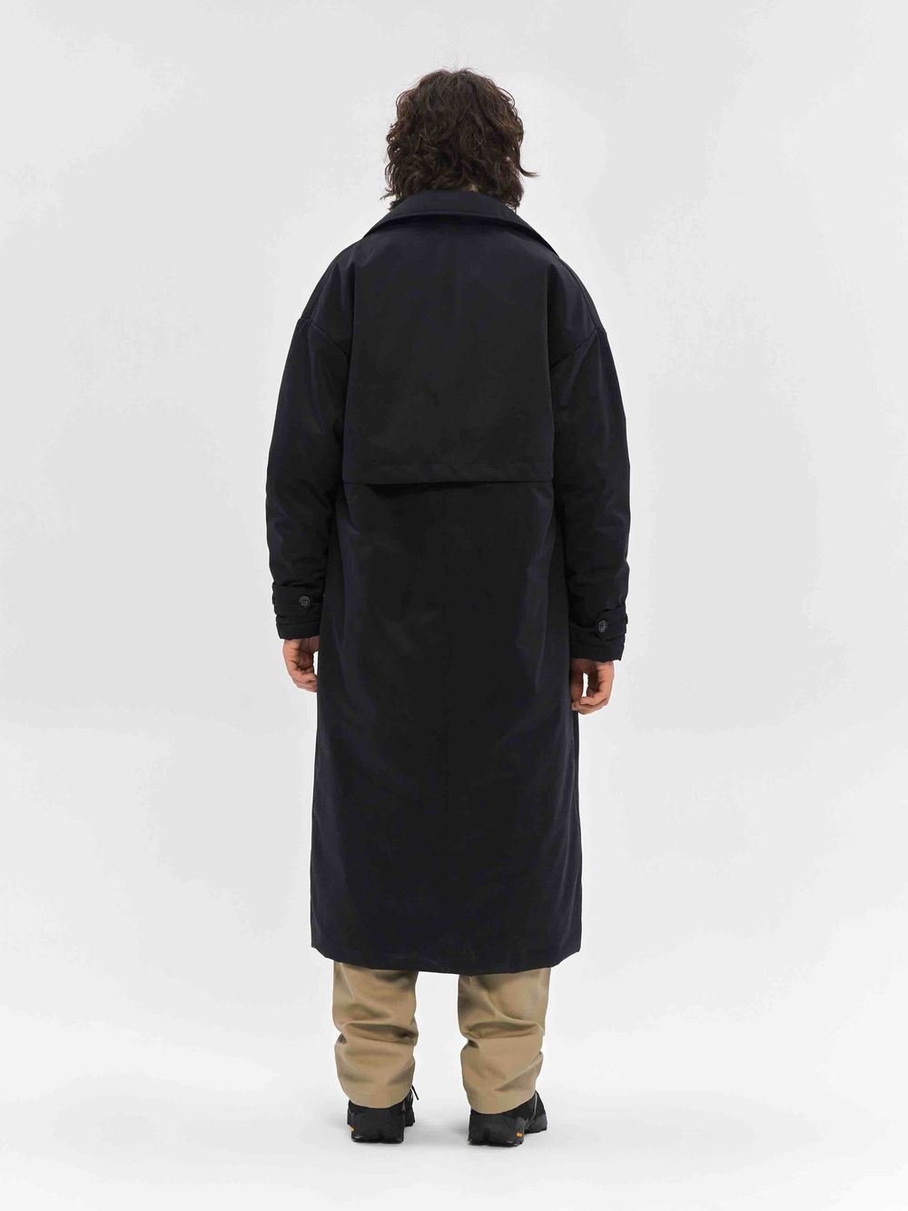 Плащ FOS Длинный Утепленный Мужской черный