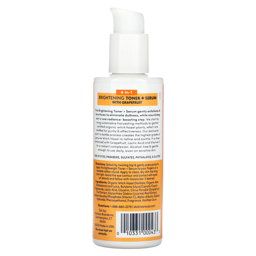 Dickinson Brands, Original Witch Hazel, осветляющий тоник 4-в-1 и сыворотка с грейпфрутом, без спирта, 118 мл (4 жидк. унц.)