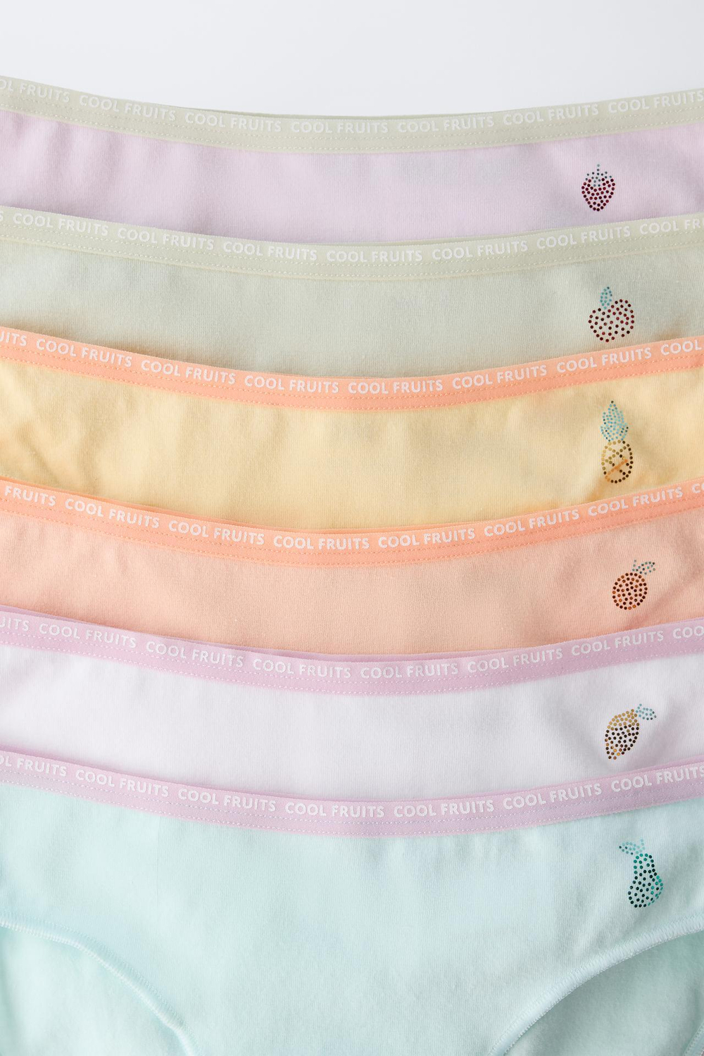 ZARA НАБОР ИЗ ШЕСТИ ТРУСОВ С БЛЕСТКАМИ И ДЕТАЛЯМИ «ФРУКТЫ», РАЗНОЦВЕТНЫЙ