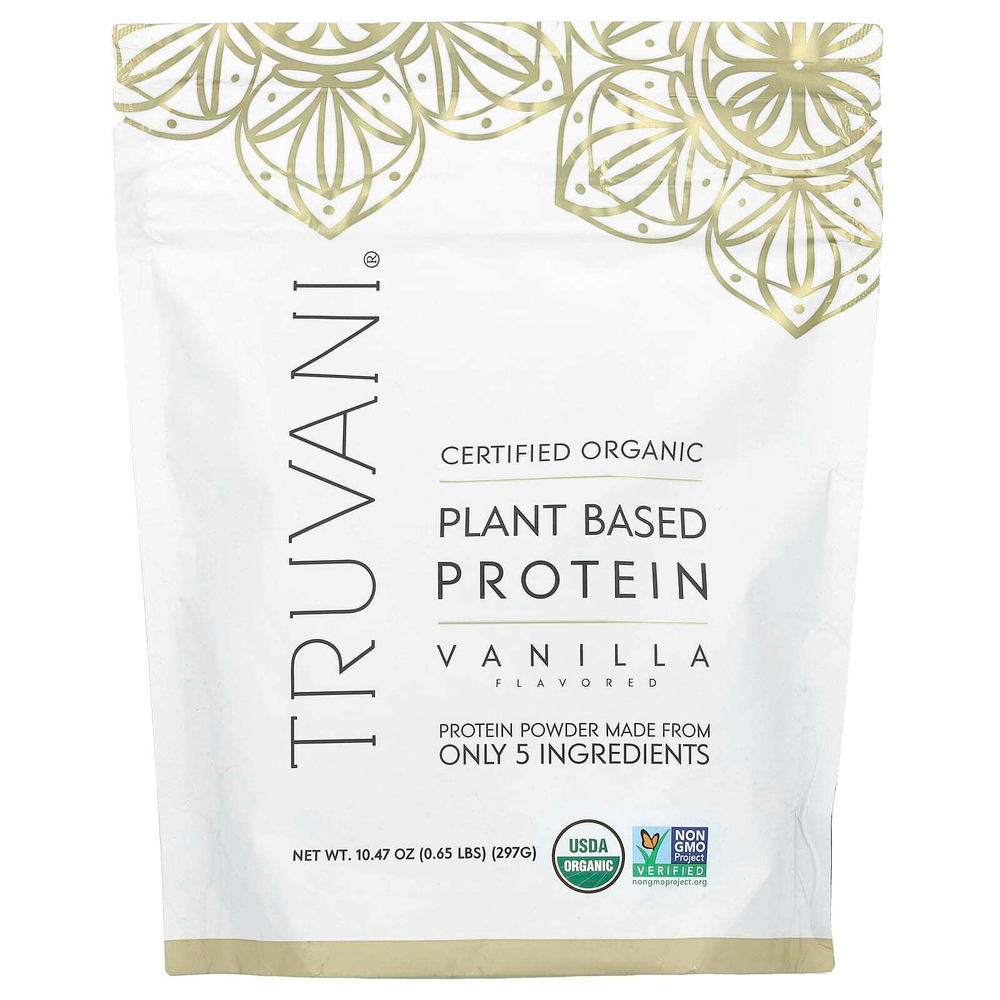 Truvani, Растительный протеин, ваниль, 297 г (0,65 фунта)