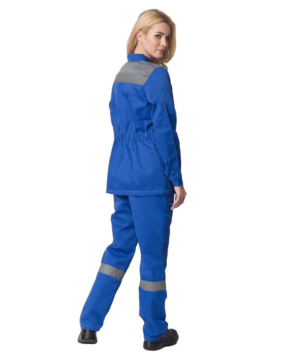 Костюм женский Весна-1 СОП NEW (тк.Смесовая,210) брюки, васильковый/серый